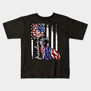 Patriotic 4th of July Cat Freedom Cat American Flag America Kids T-Shirt